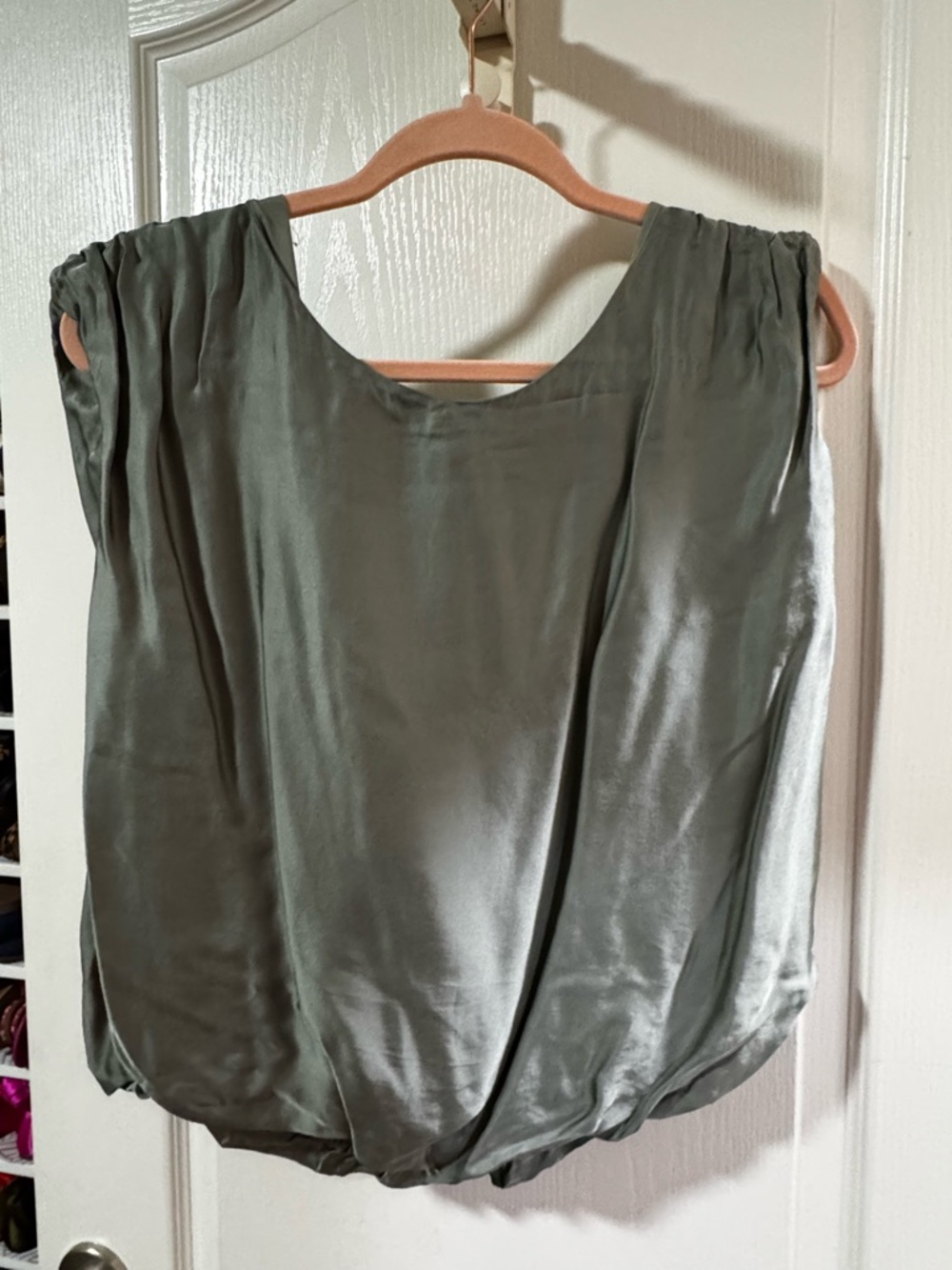 Anthropologie Satin Sleeveless Top in Sage